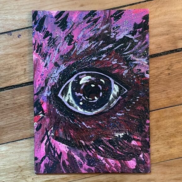 Original Acrylic Painting 5x7
by Stacia Castonguay- Pink Bird Glitter Eye - Picture 1 of 3